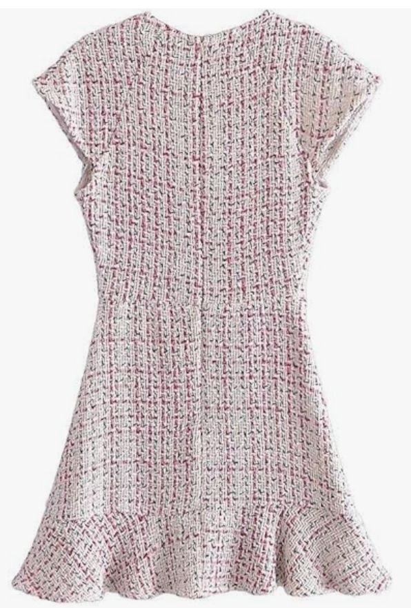 Vestido multicolor blanco y rosa tweed