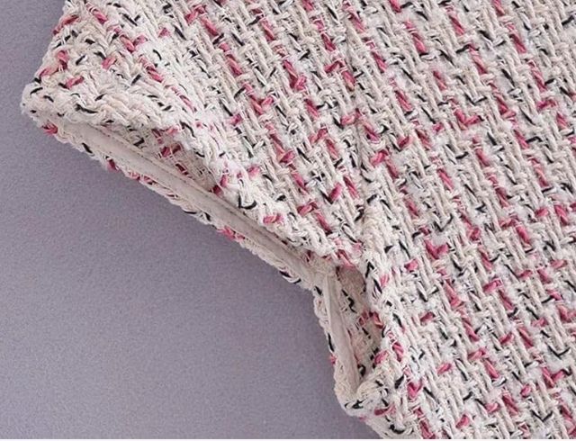 Vestido multicolor blanco y rosa tweed