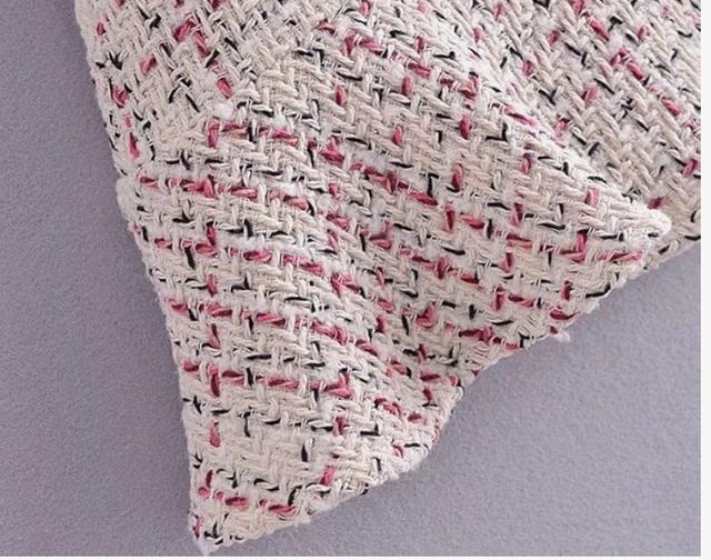 Vestido multicolor blanco y rosa tweed