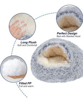 Cama redonda de peluche para