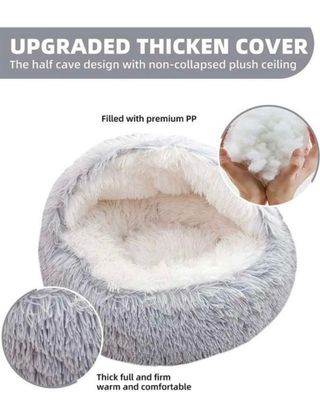 Cama redonda de peluche para