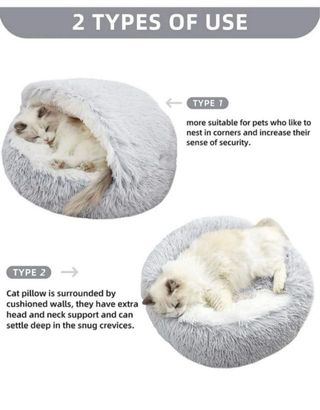 Cama redonda de peluche para