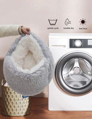 Cama redonda de peluche para