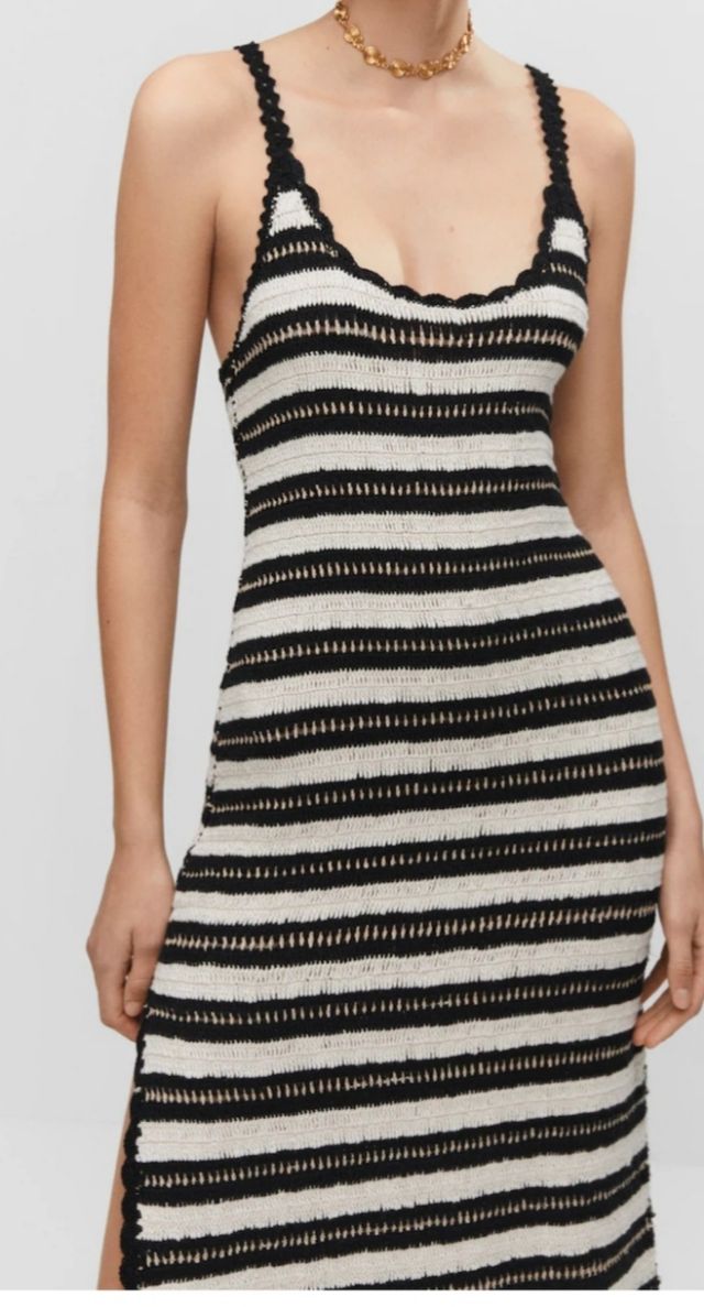 Vestido crochet rayas blanco/negro