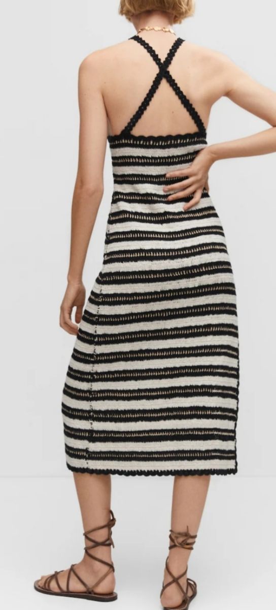 Vestido crochet rayas blanco/negro