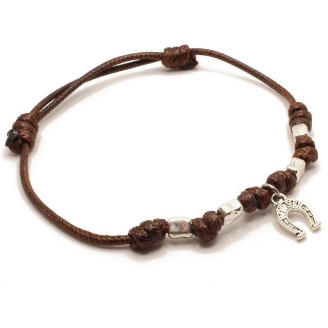 Pulsera Marrón de Nudos con Herradura pequeña