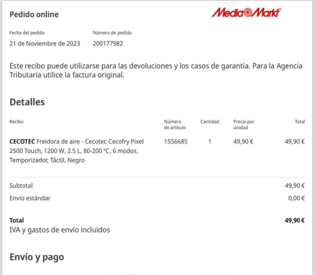 Freidora de aire CECOTEC