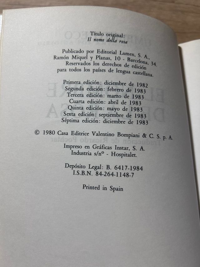 El Nombre De La Rosa/The Name Of The Rose