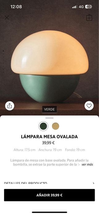 4 Lamparas mesa ovalada Zara Home