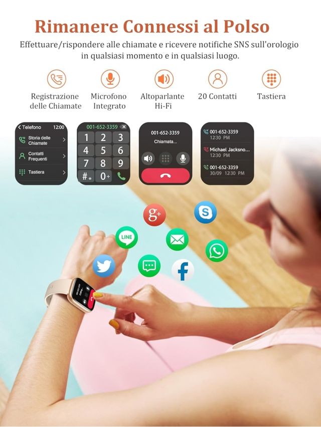 Smartwatch con chiamate, app VeryFit, + 100 Sports