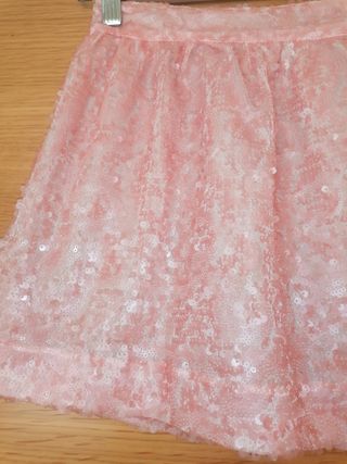 Preciosa falda rosa lentejuelas niña