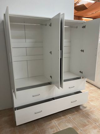 ARMARIO BLANCO DE 4 PUERTAS CON CAJONES + NUEVO
