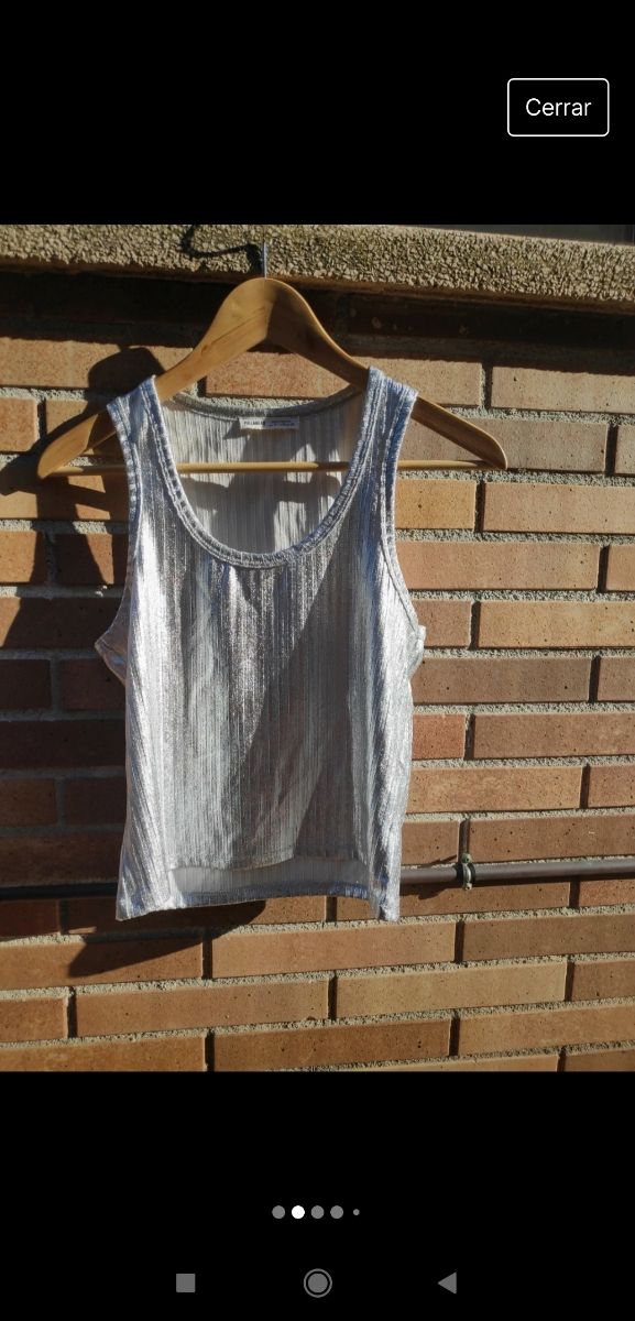 Top camiseta plateada M Pull Bear