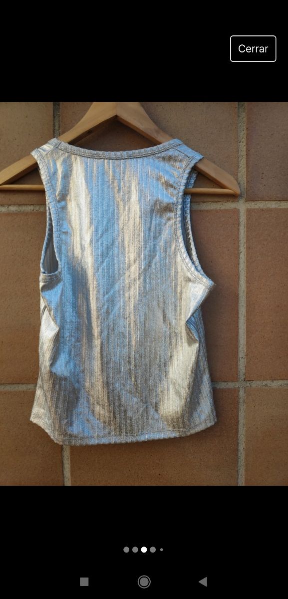 Top camiseta plateada M Pull Bear