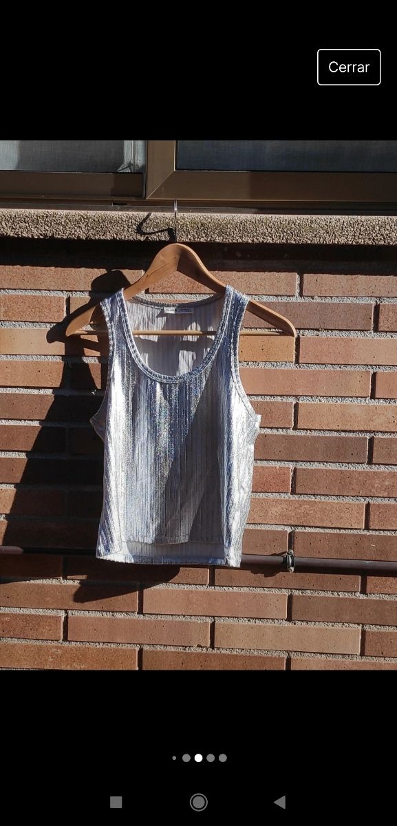Top camiseta plateada M Pull Bear