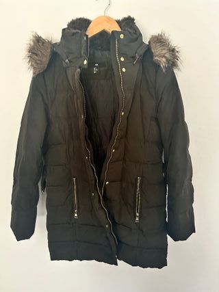H&M abrigo plumon y pluma de pato