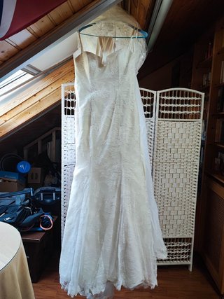 Vestido novia sirena tirantes cancán