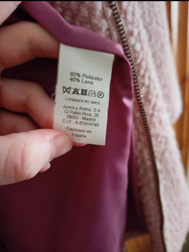 Abrigo rosa palo Junco y Arena T.40