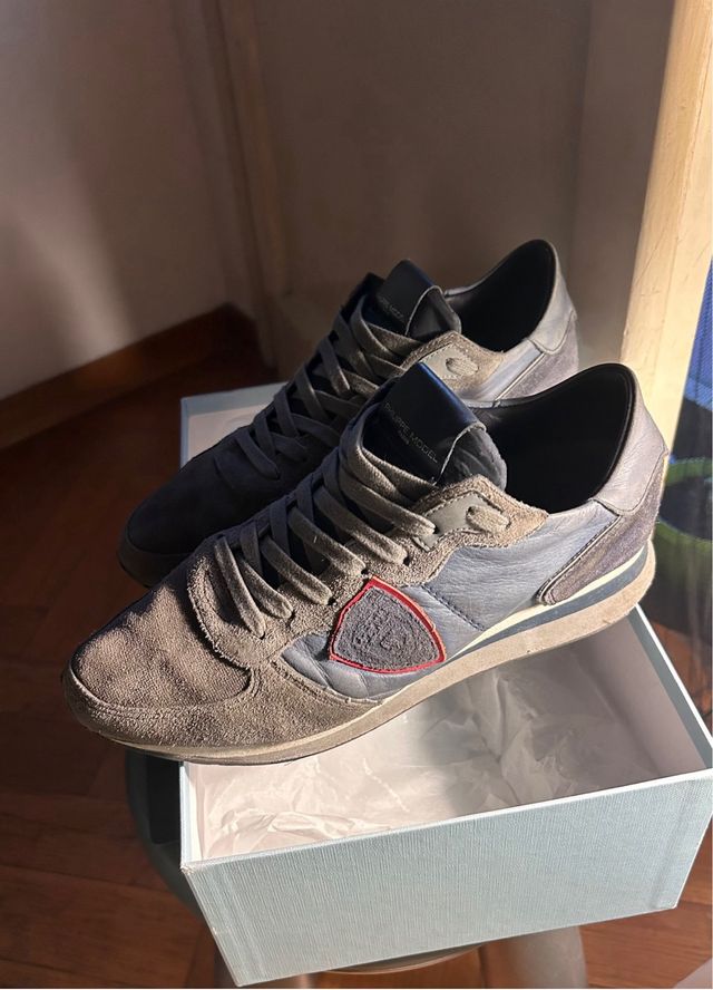 Philippe Model uomo tropez tg. 40 Blu/Grigio pelle