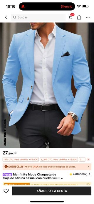 Chaqueta azul cielo hombre