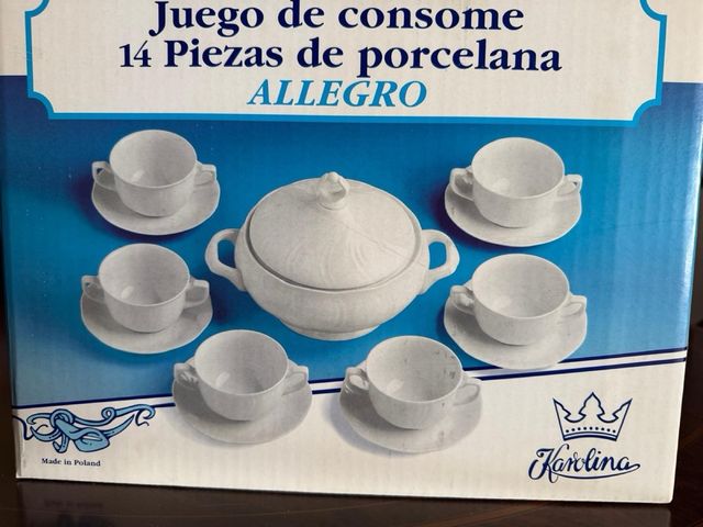 Juego de consome o desayuno de porcelana