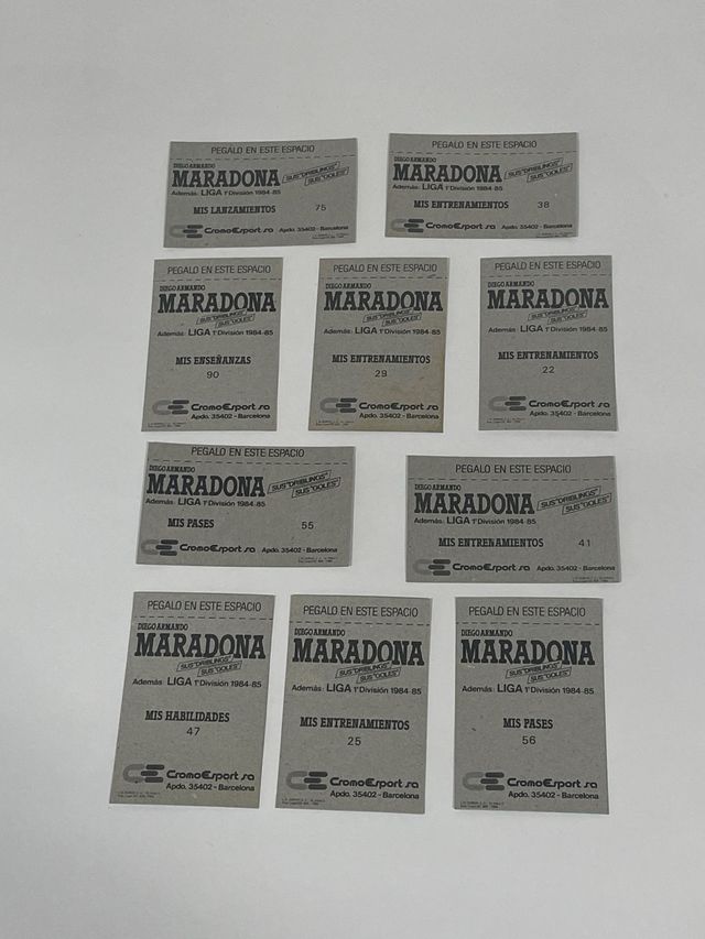 Lote de 10 cromos de Maradona CromoEsport 1984