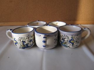 Set 5 tazzine da caffè vintage in ceramica dipinta