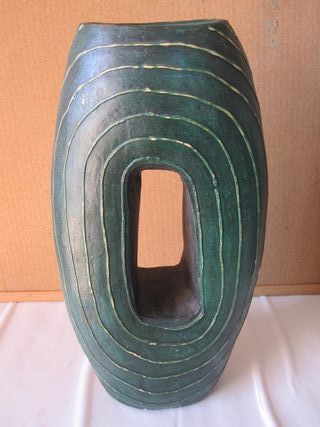 Due 2 vasi etnici in terracotta colore verde vaso