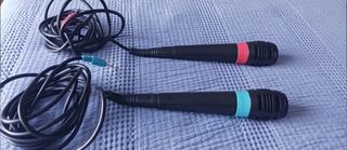 CD karaoke PlayStation PS2, mando y microfonos