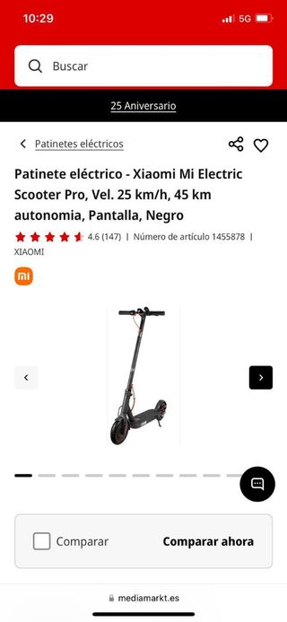 Patinete Xiaomi Scooter Pro 25kms/h 45km