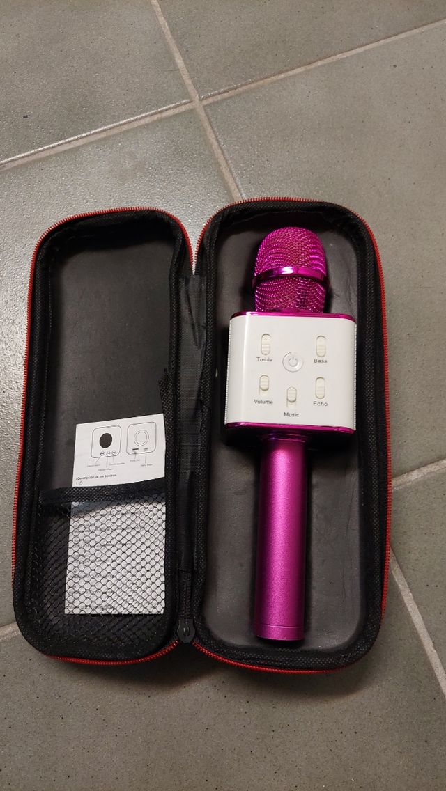 Micrófono Karaoke Bluetooth Rosa