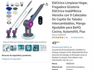 Cepillo de Limpieza Eléctrico Recargable Giratorio