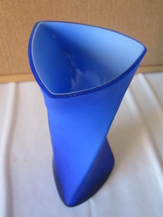 Vaso blu decorativo vintage a spirale porta fiori