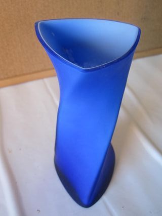 Vaso blu decorativo vintage a spirale porta fiori