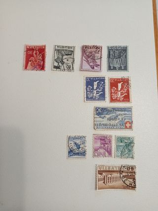 Sellos Suiza 1936/38/39/41/47/49/50
