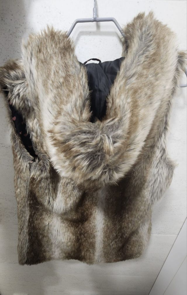 Chaleco de pelo con capucha