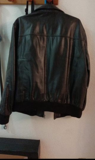 Cazadora cuero hombre. Zara.
