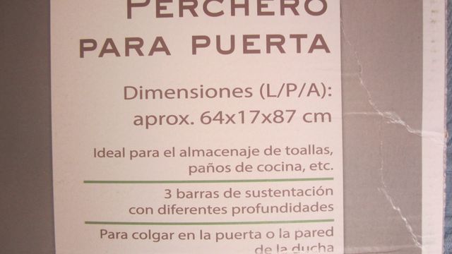 PERCHERO PARA PUERTA NUEVO SIN USAR MUY AMPLIO