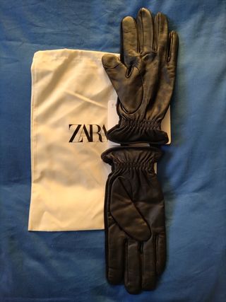 Guantes de piel Zara azules nuevos