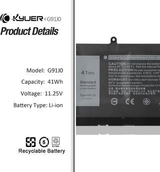 Batteria portatile K KYUER Dell G91J0 41 Wh 11,25 V
