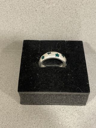 Anillo Plata Estrellas Verdes