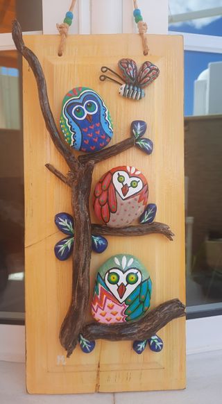 Cuadros hecho a mano, piedras, ramitas 