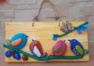 Cuadros hecho a mano, piedras, ramitas 