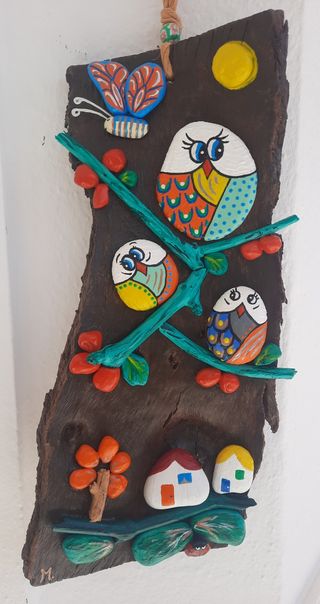 Cuadros hecho a mano, piedras, ramitas 