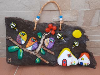 Cuadros hecho a mano, piedras, ramitas 