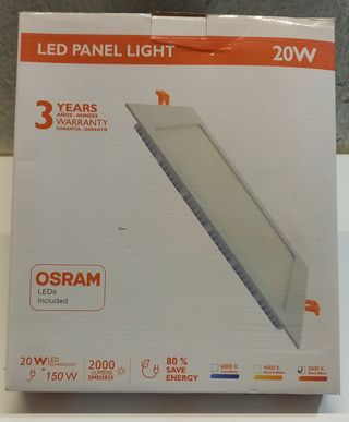 Placa LED 20W Cuadrada Superslim 215mm