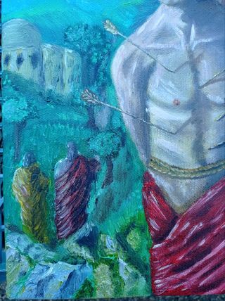 Dipinto olio su tela Fiore d'Amore 