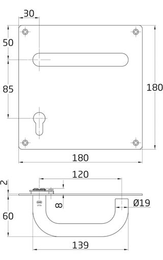Placa con manilla para puerta