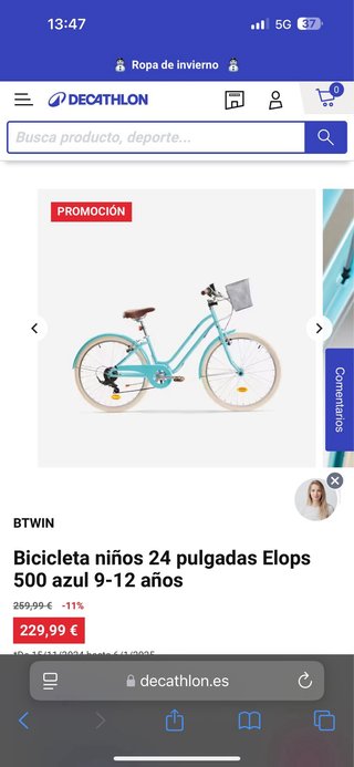 Bicicleta niña como nueva solo usada 2 veces