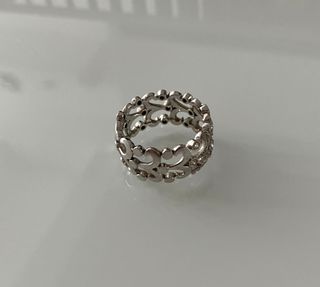 Anillo  Italiano Oro 18k Blanco Y Diamantes 